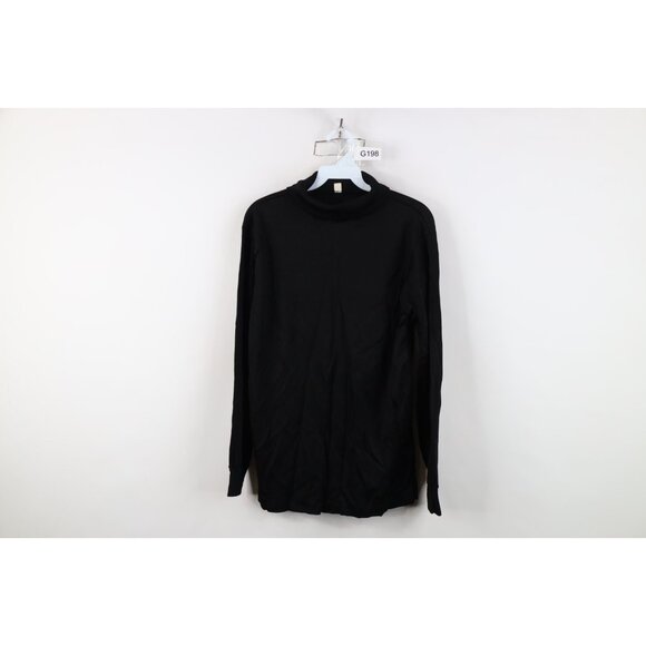 Vintage 50s 60s Streetwear Mens Medium Blank Knit Turtleneck Sweater Black USA - Picture 1 of 9